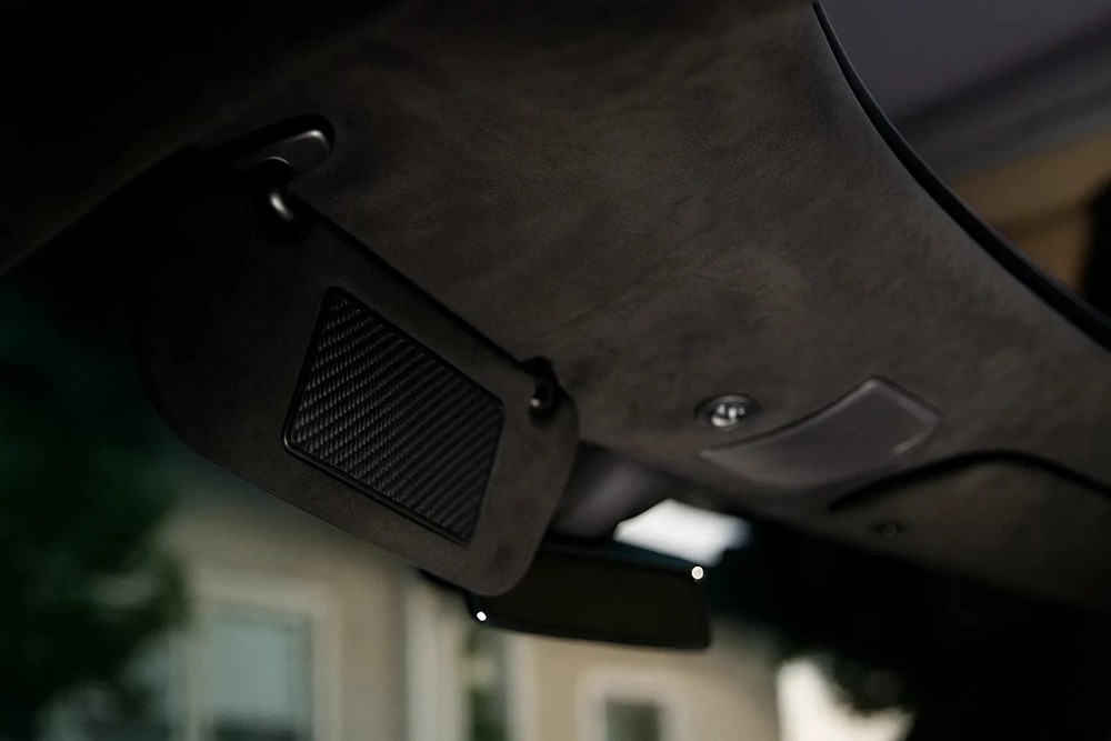 🔥 2012-2020 Tesla Model S Visor Mirror Cover, Black Beige Carbon Multi Texture