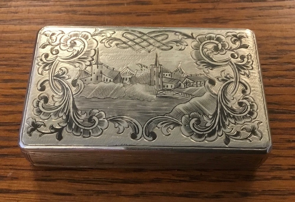 Russian Imperial Silver Niello Snuff Box