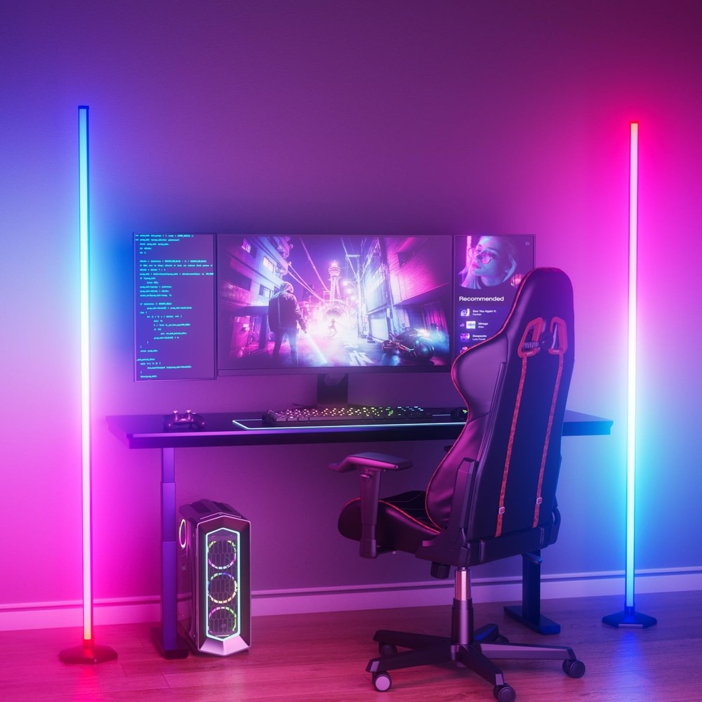 2PCS Corner Floor Lamp, 65" RGB Color Changing Mood Light with Remote Control...