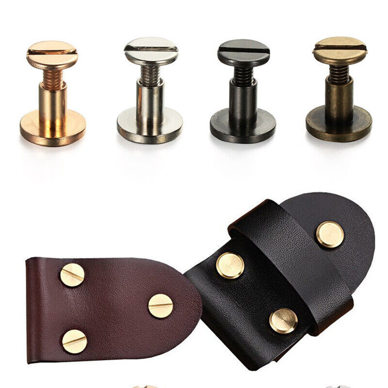 Flat Belt Craft Chicago Solid Rivet Screw Leather Nail Stud Heads Brass