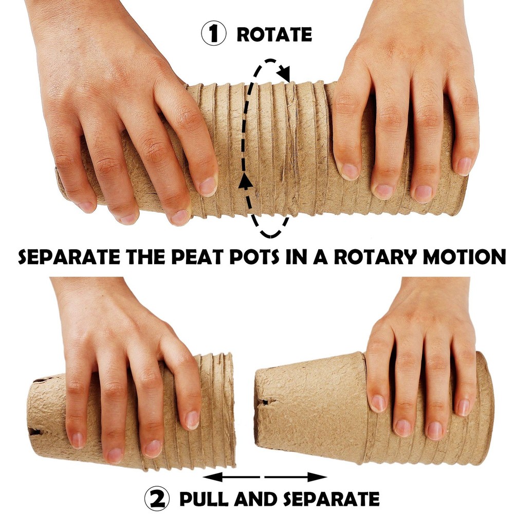 100 Pack Starter Tray Kit, Biodegradable Peat Pots for Seedling with 100 Plan...