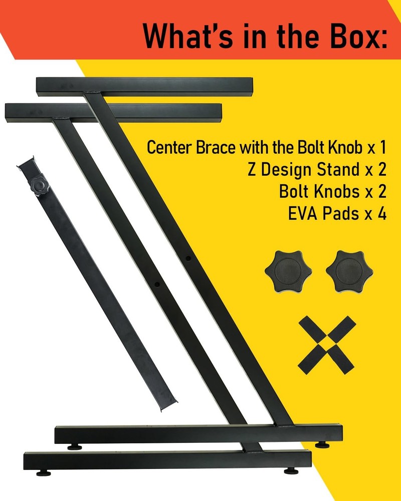 Z-Style Keyboard Stand, Adjustable Width for 61/88 Key Keyboards, Sturdy & Du...