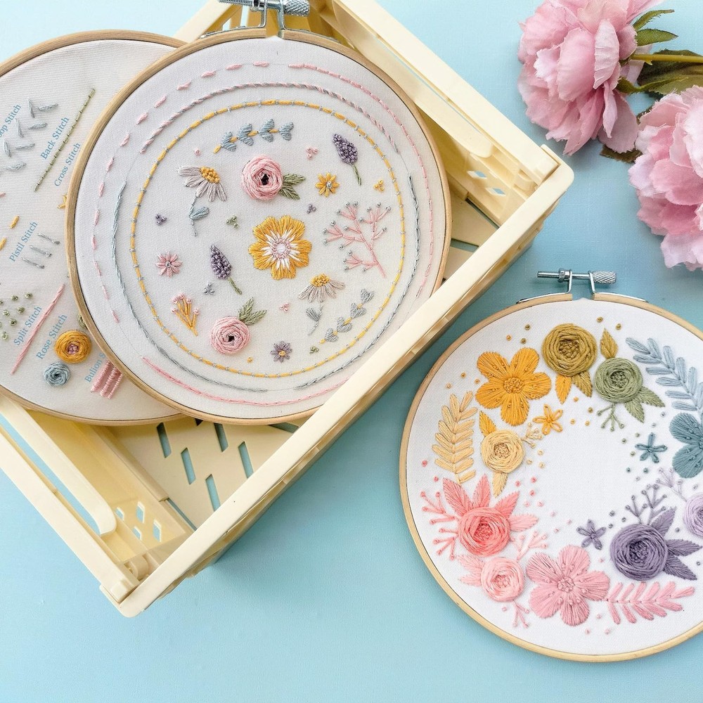Embroidery Kit,3 Pack 22 Different Stitches, 22 Stitches