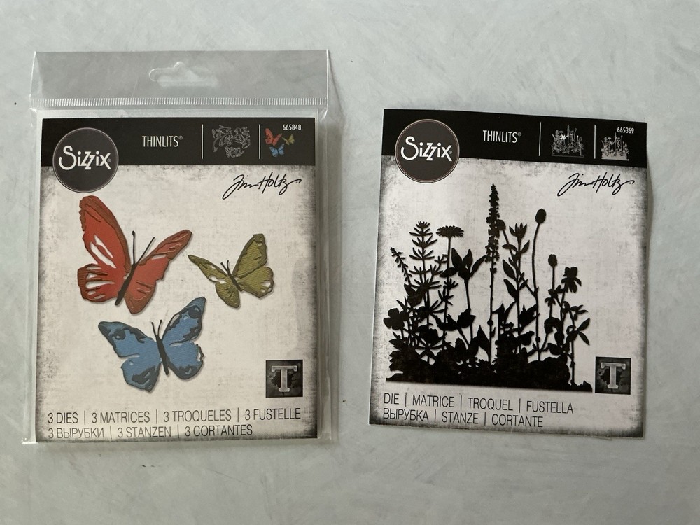 Sizzix Tim Holtz Thinlits Dies Flowers & Butterflies #665848 & #665369 New