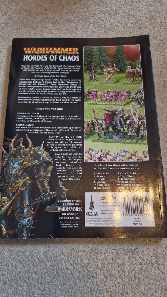 Warhammer Hordes Of Chaos Book Sourcebook Codex