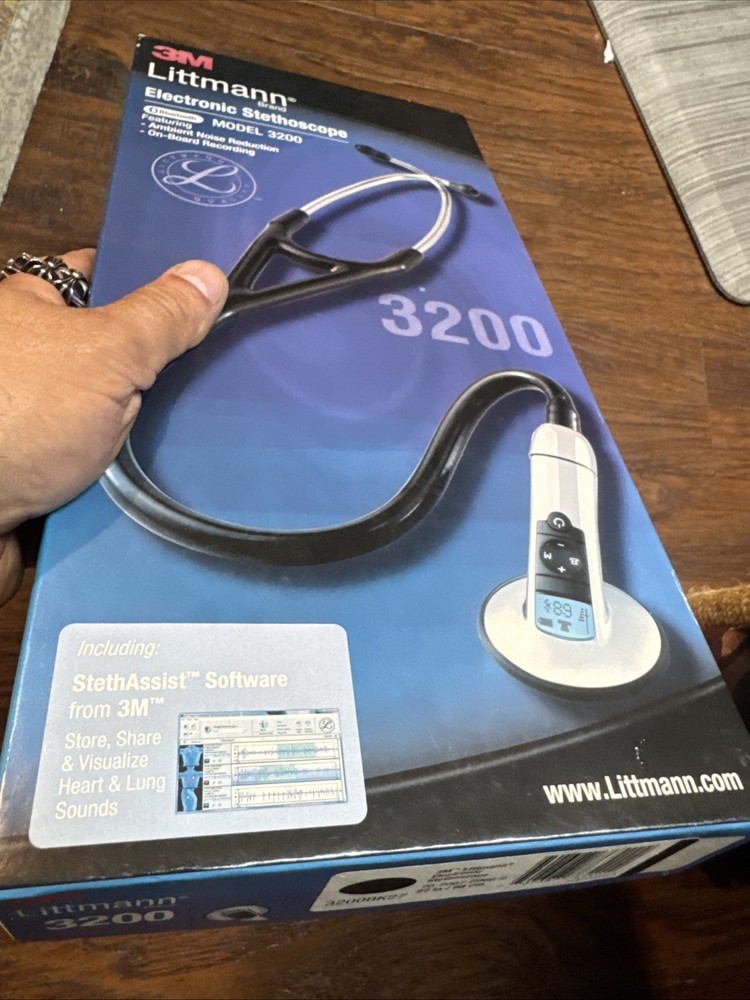 3M Littmann 3200 Electronic Stethoscope On-Board Recording, Bluetooth Black