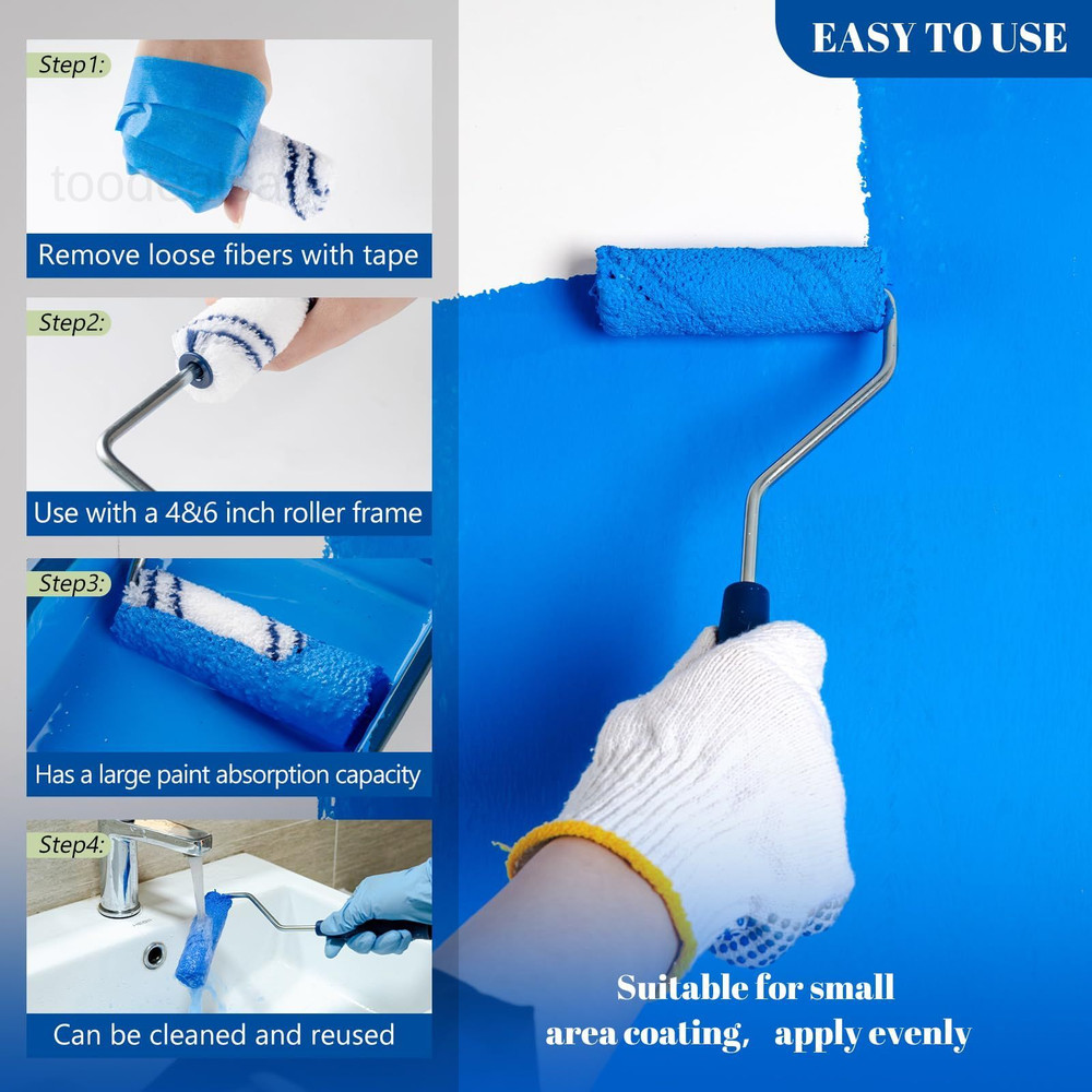 40 Pack Microfiber Paint 4&6 Inch Roller Kit, 40 Pack, Blue