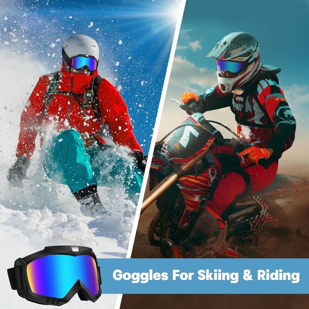 Multi-Purpose Windproof Racing Goggles for Motorcycling, Skiing & More - 2 Pack