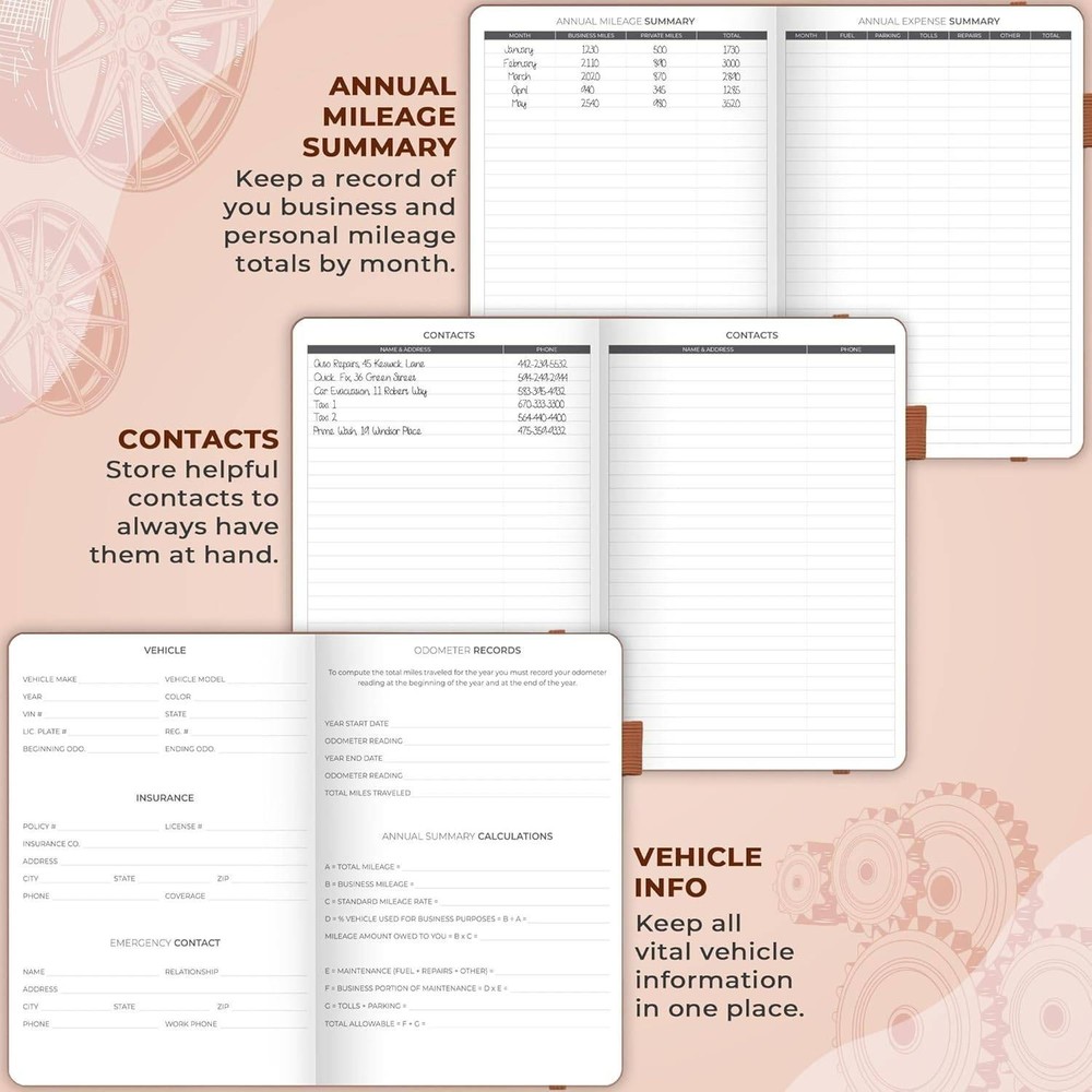 Clever Fox Auto Mileage Log Book Driving Logger Book A5