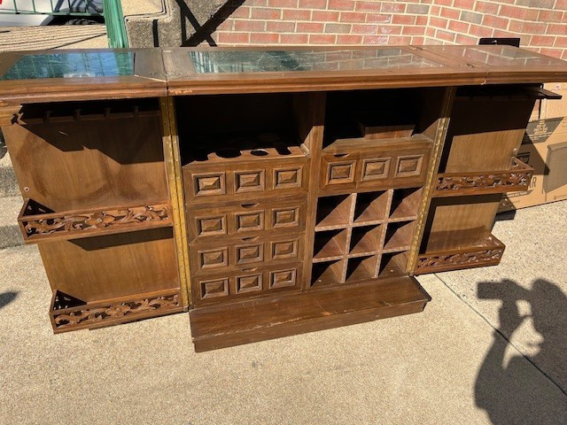 Bar, teak, double-flip top style, Asian