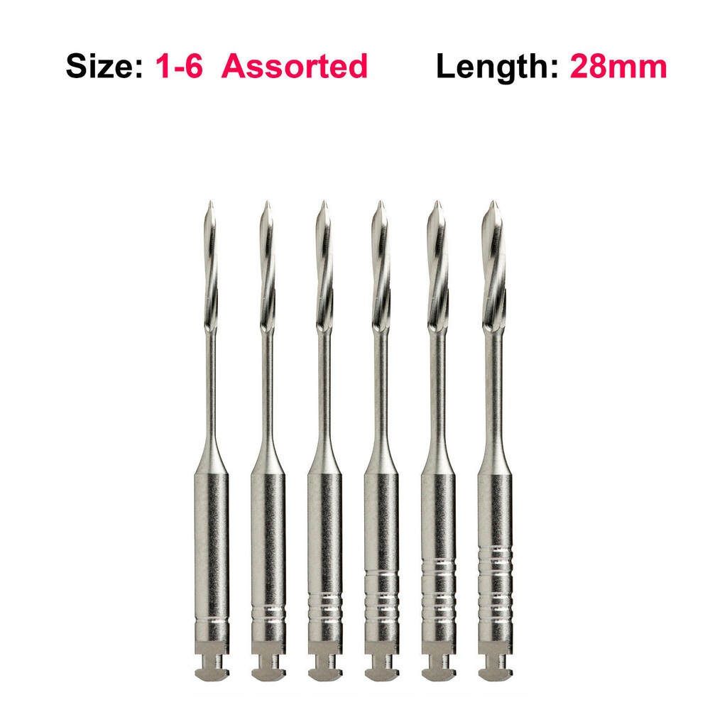 Peeso Reamers Endodontic Drills Assorted Sizes #1-6 28mm 6/Pkg