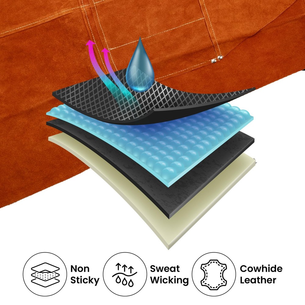 Leather Welding Work Apron with 9 Tool Pockets Brown