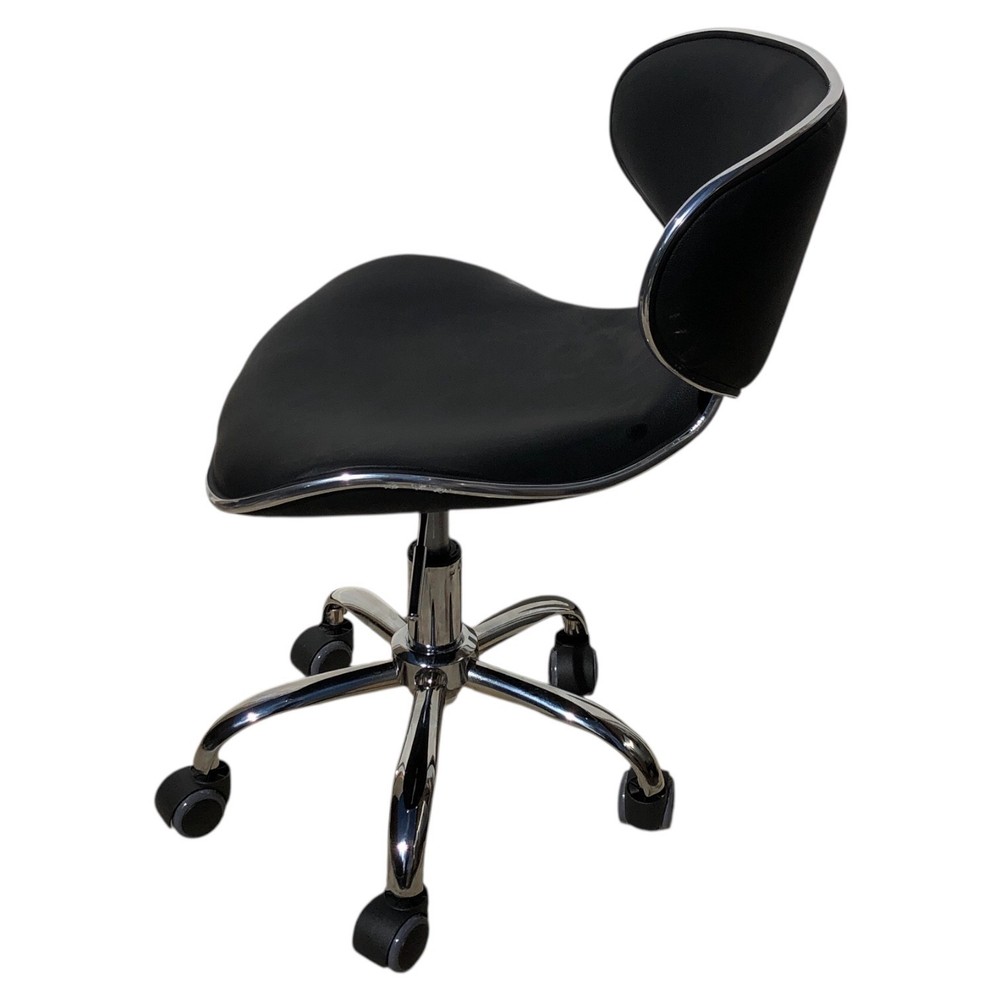 Adjustable Low Height Salon Technician Stool w/ Back Support Rolling Chair