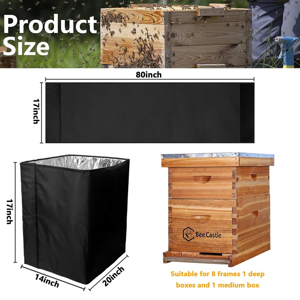 codree 8 Frame Winter Bee Hive Wrap- 1 1 Deep Box & 1 Medium Box, 8