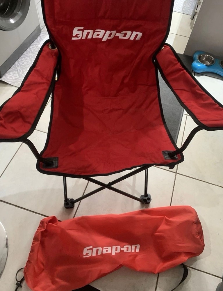 Snap On Tools Red Camping Chair Stool Foldable Rare Collectible