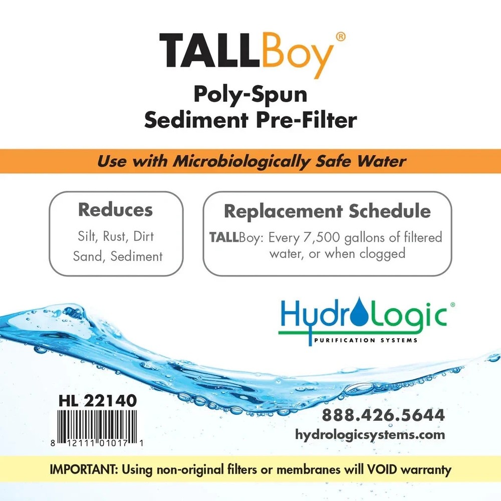 Poly-spun Sediment Replacement Pre-Filter for Hydro-Logic TALLBlue & TALLBoy 20"