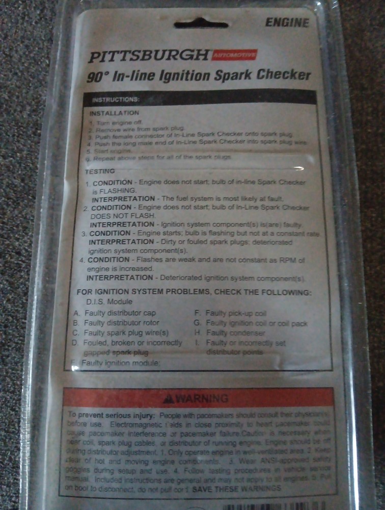 Pittsburgh 90° Inline Ignition Spark Tester Tool 12V (63593)