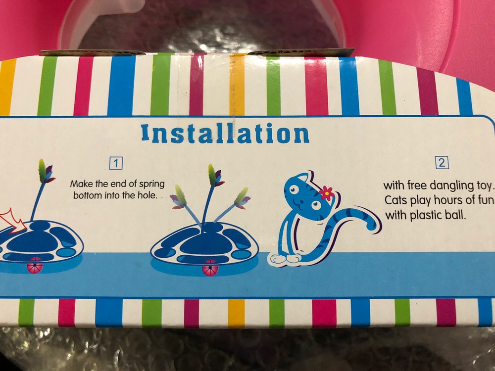 Cat Toy Triangle Bell Ball Track with Spring Swatter Feathers Interactive Fun