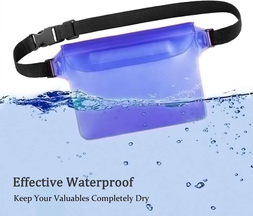 2-Pack Waterproof Pouch with Adjustable Waist Strap | Screen Touch Sensitive Dry