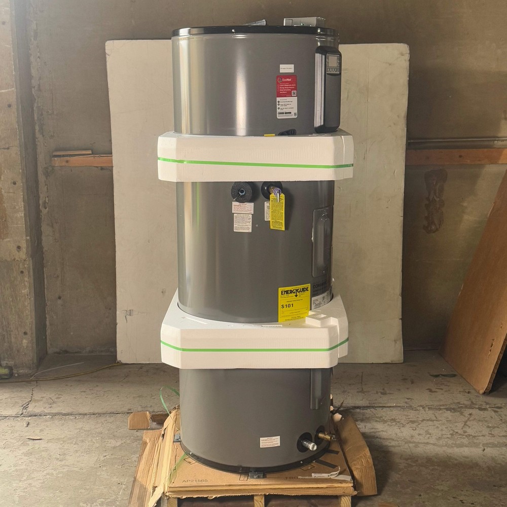 RHEEM Hybrid Electric Water Heater Sz 63” H x 24” D Grey HPLD65-1RH