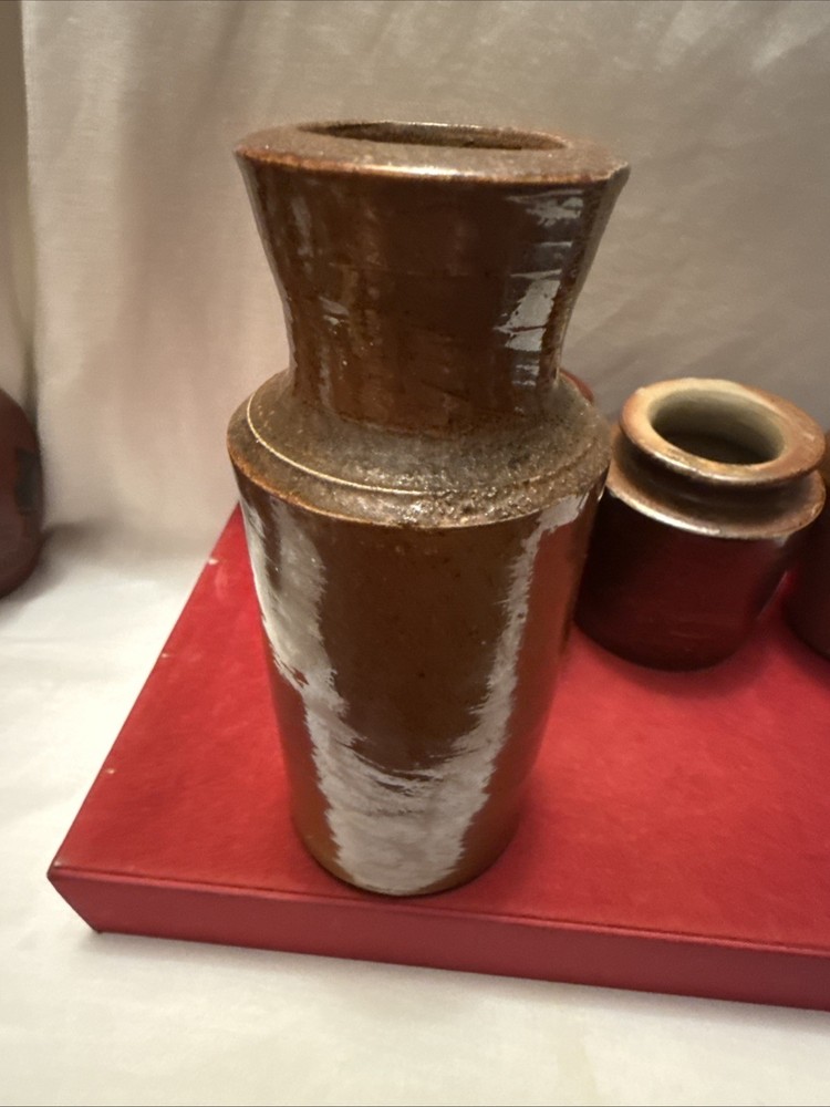Vintage Group Of Mixed Incised Stoneware Pots