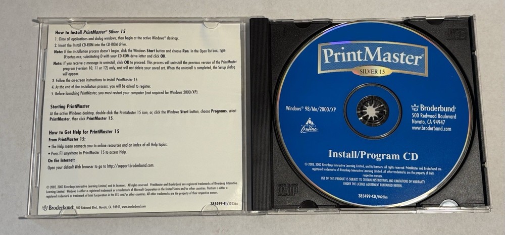 Broderbund PrintMaster Silver 15 2003 Computer Graphics Software USED UNTESTED
