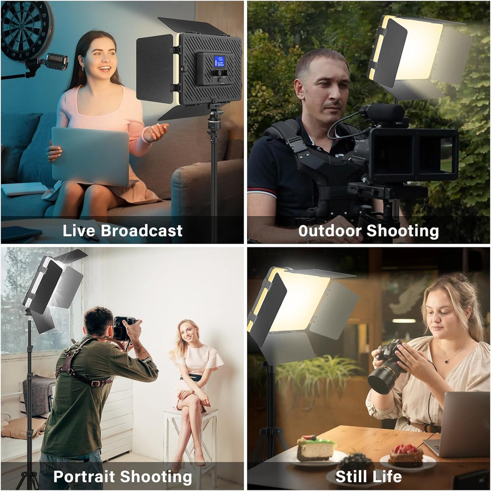 Led Video Light Panel Light with Barn Doors, 4000Mah Rechargeable Camera Lightin