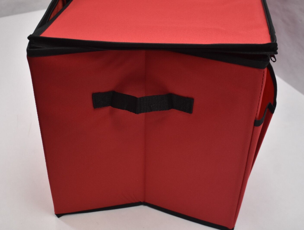 Songmics Collapsible Storage Tote Bin w Zippered Lid Red/Black Rectangular