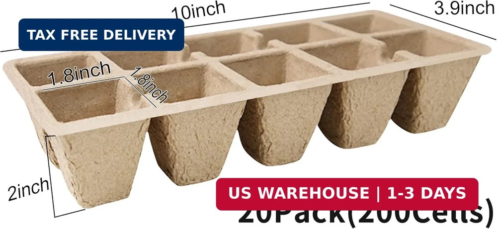 SYITCUN 200 Cells Seed Starter Tray, 20 Pack Biodegradable Seed Starter Kit, Pea