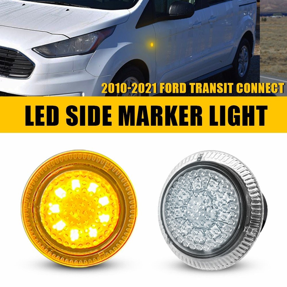 For 2010-2021 Ford Transit Connect Clear Amber LED Side Marker Repeater Light 2x