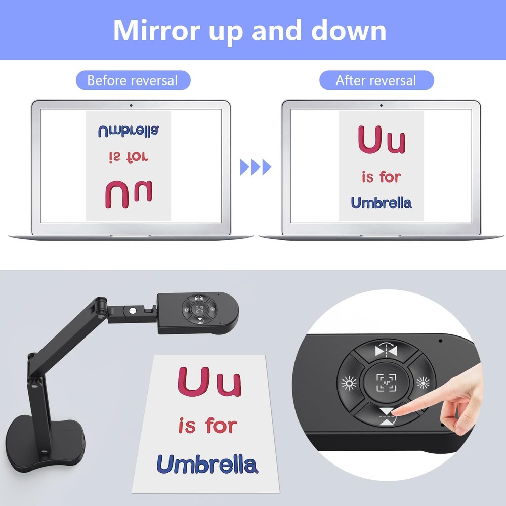 THUSTAR 8MP Document Camera 4K Webcam Dual Mic USB Visualizer A3 Foldable
