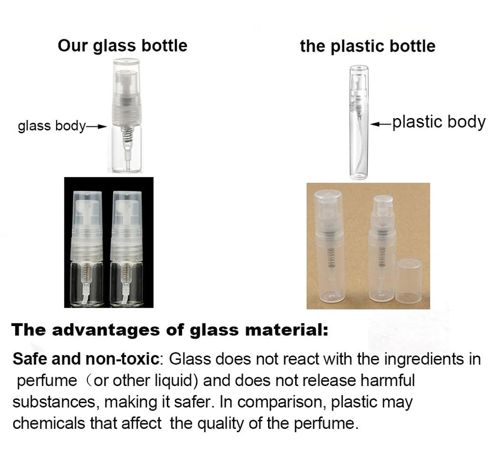 20 Pcs 2ml Mini Clear Glass Spray Bottles Empty Perfume Sample Bottles