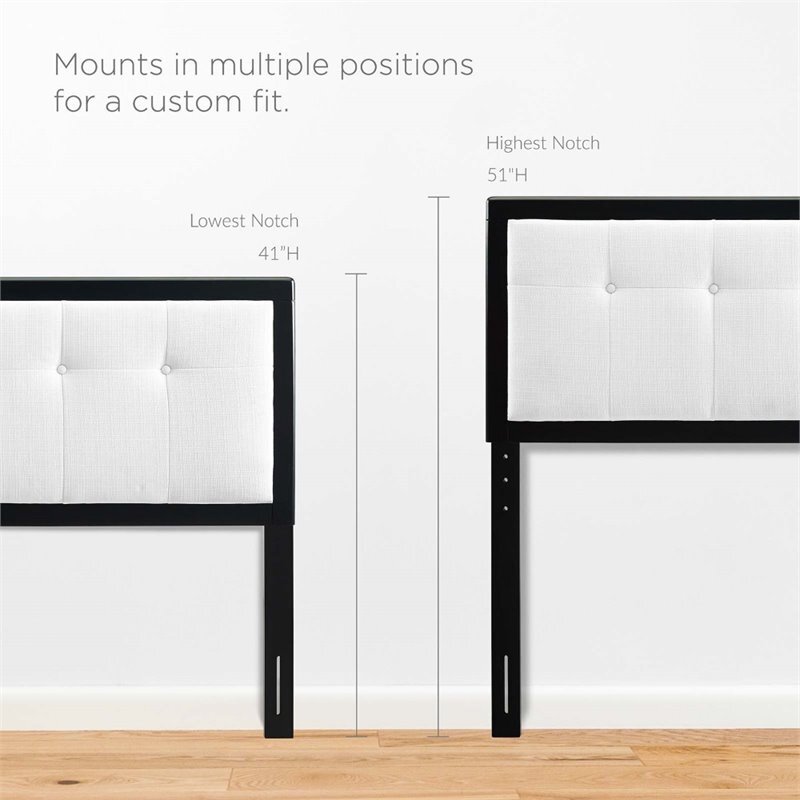 Modway Draper Fabric Tufted Full Headboard in Black and White