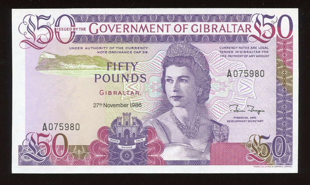 1986 Gibraltar / British Administration 50 Pound Pick#24   A3