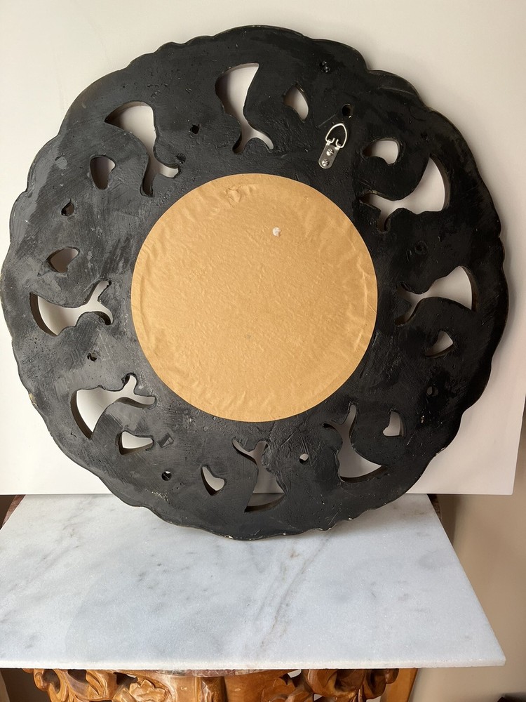Vintage Ornate Gilded Bronze Frame Round Mirror 24”