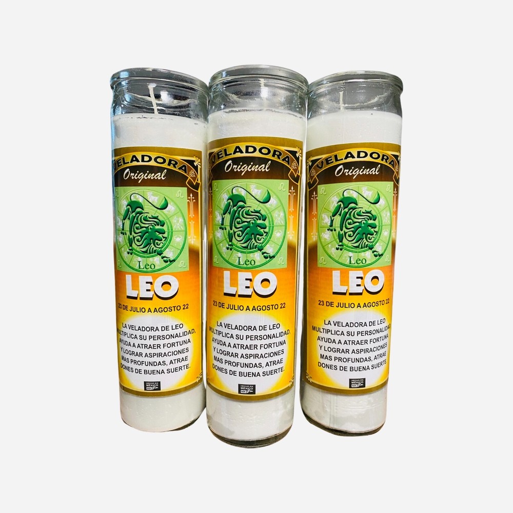 3x Set, LEO Veladora Preparada, LEO Fixed Candles. Zodiac Candles