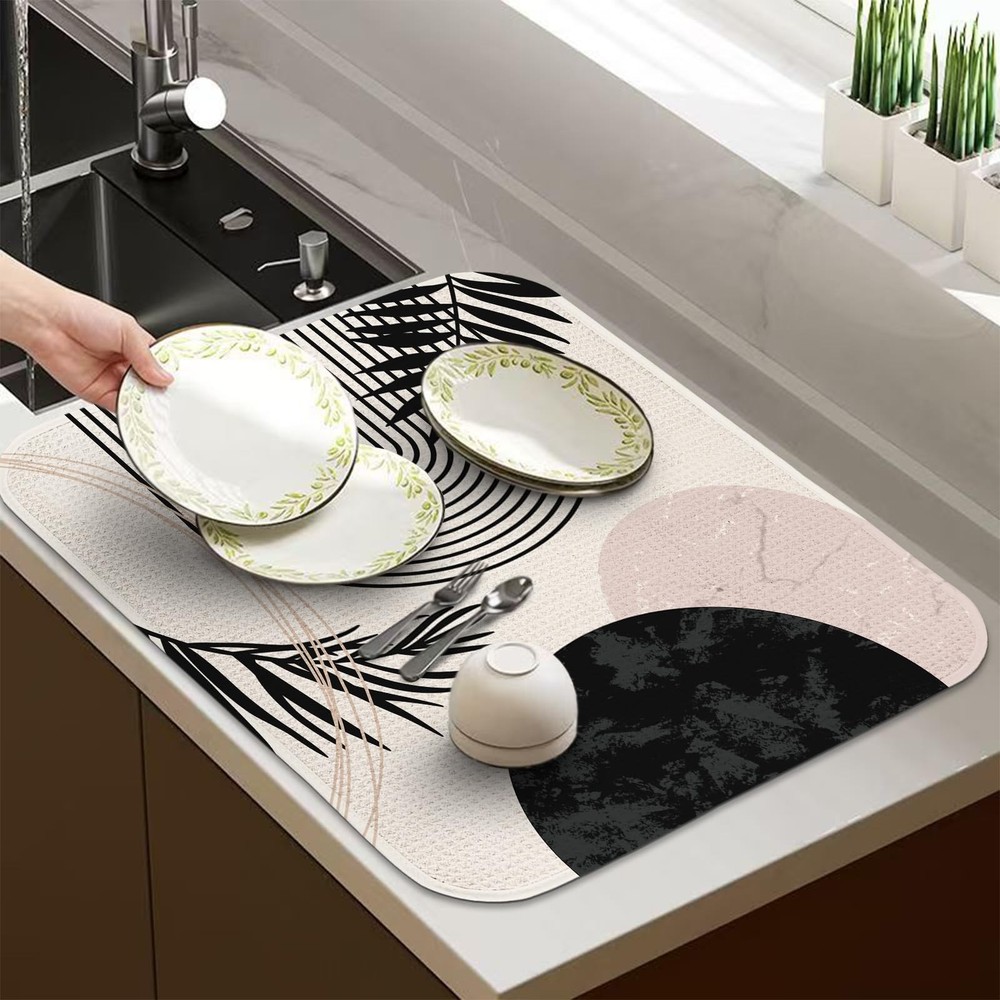 Quick Absorbent Kitchen Drying Mat - Stylish Patterns Dish Drying Mat- 16×1