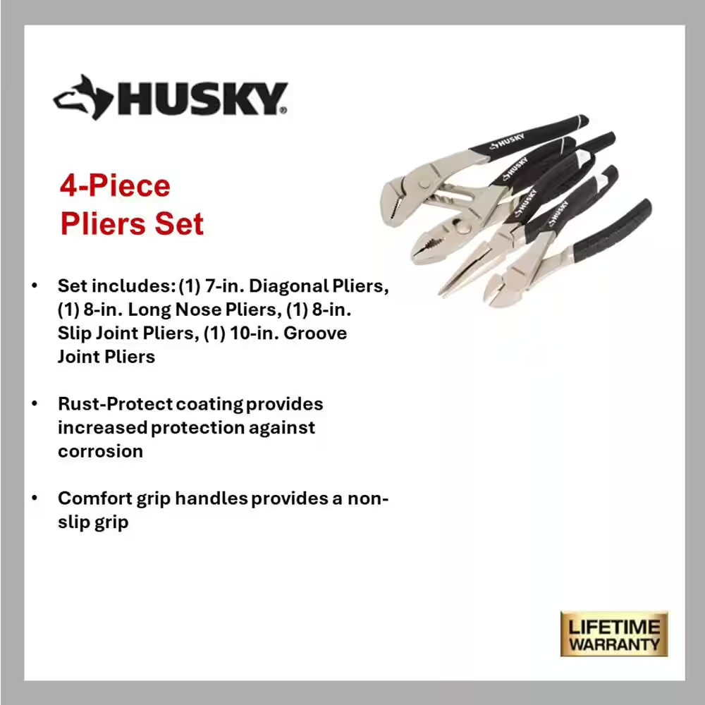 Husky 4 Piece Pliers Set