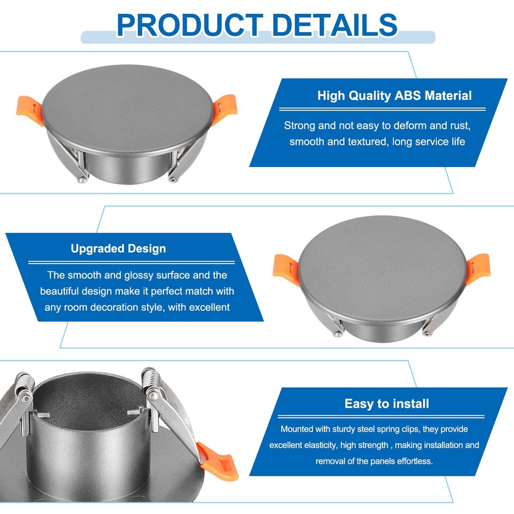 3.7" Spring Ceiling Cover Plate for 2.2-3.4" Round Hole, Dark Gray