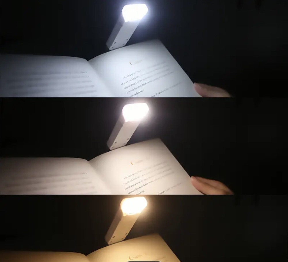USB LED Rechargeable Folding Book Light for Reading -book Accessoy, White
