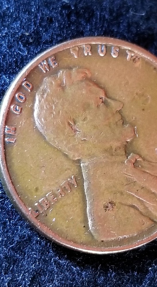 1947 P Lincoln Wheat Cent Strike Through Grease on Obverse Error Reverse Error