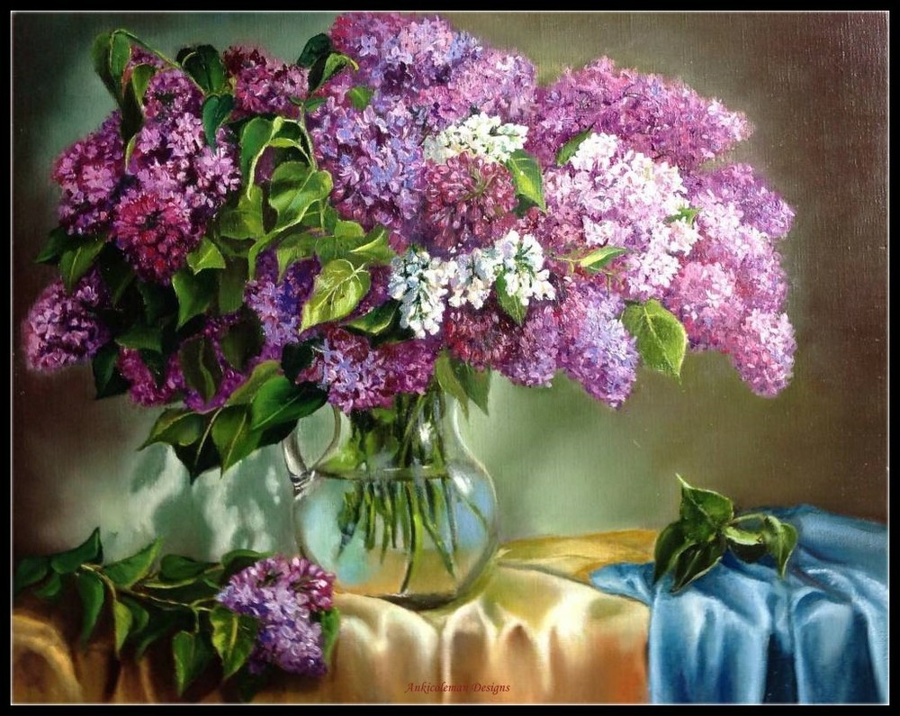 Chart Needlework DIY - Counted Cross Stitch Patterns - Lilac Bouquet