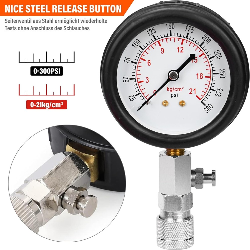 10 Pieces Engine Compression Tester kit with Spark Plug Tester and Metric Imperi
