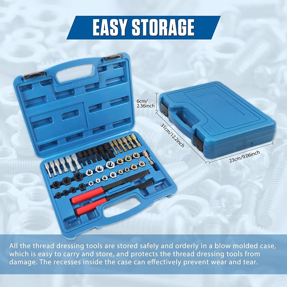 42Pcs Thread Chaser Set Rethread Repair Tool UNC UNF Metric Thread Restorer Kit