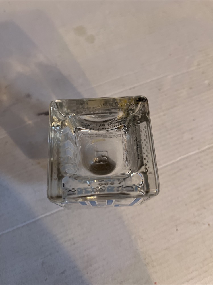 Unusual Small Squared EMPTY Glass Palinka Liquor bottle