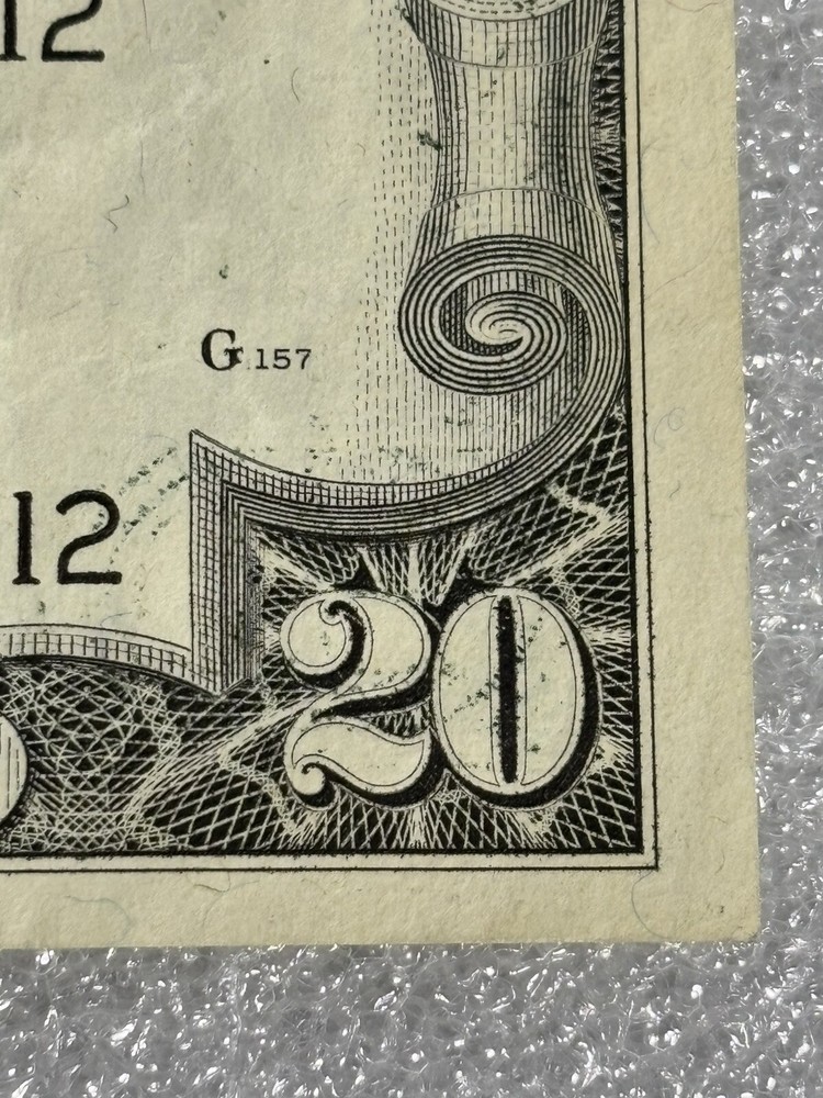 1988A $20 Error Note W/extra ink , Ink Bleeds and slightly Off Centered/Miscut