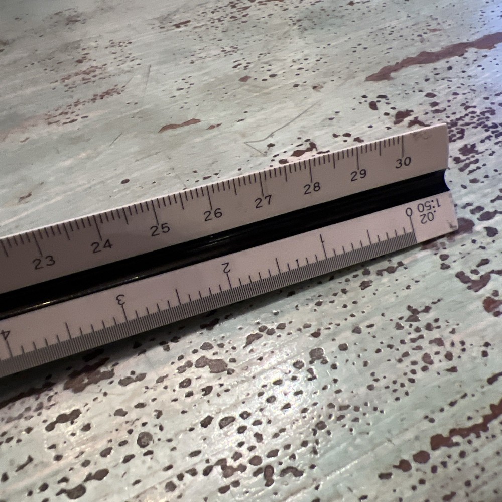 Alvin 247P 12" Triangular Drafting Engineer Scale Ruler Tri-Color EUC
