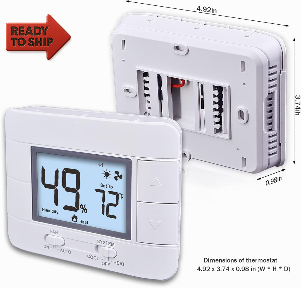 Aowel Non Programmable Thermostat for Home 2 Heat 2 Cool Multistage System, Temp
