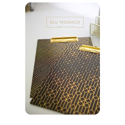Dark Grey Clipboard with Vertical Gold Foil Geometric Pattern - Thin, Low