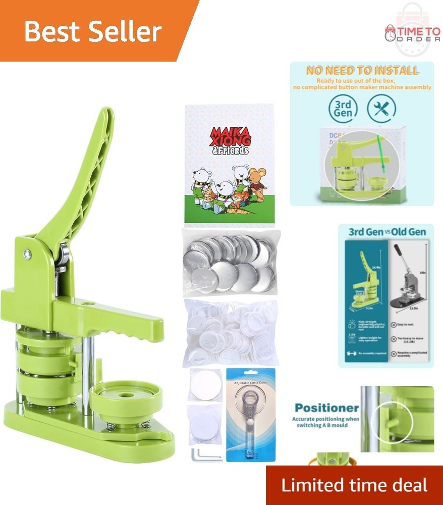 Button Maker Machine 58mm DIY Badge Kit Includes Parts Circle Cutter